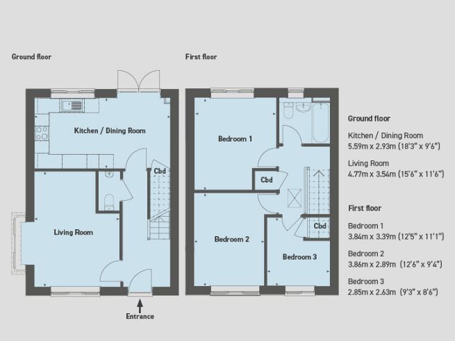 Floor plan, 3 bedroom house  - artist's impression subject to change